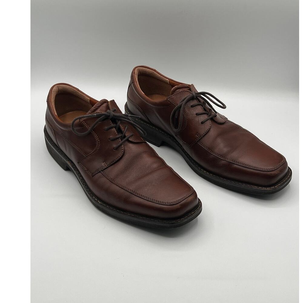 ECCO MEN'S HELSINKI BROWN LEATHER APRON TOE DERBY DRESS SHOES SIZE 47 US 13